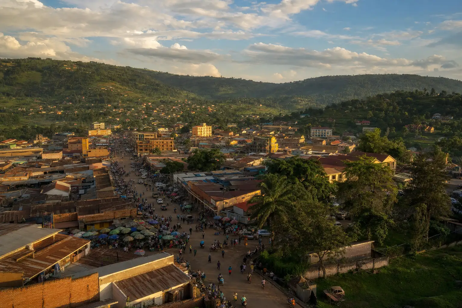 City skyline and business district atmosphere in Fort Portal