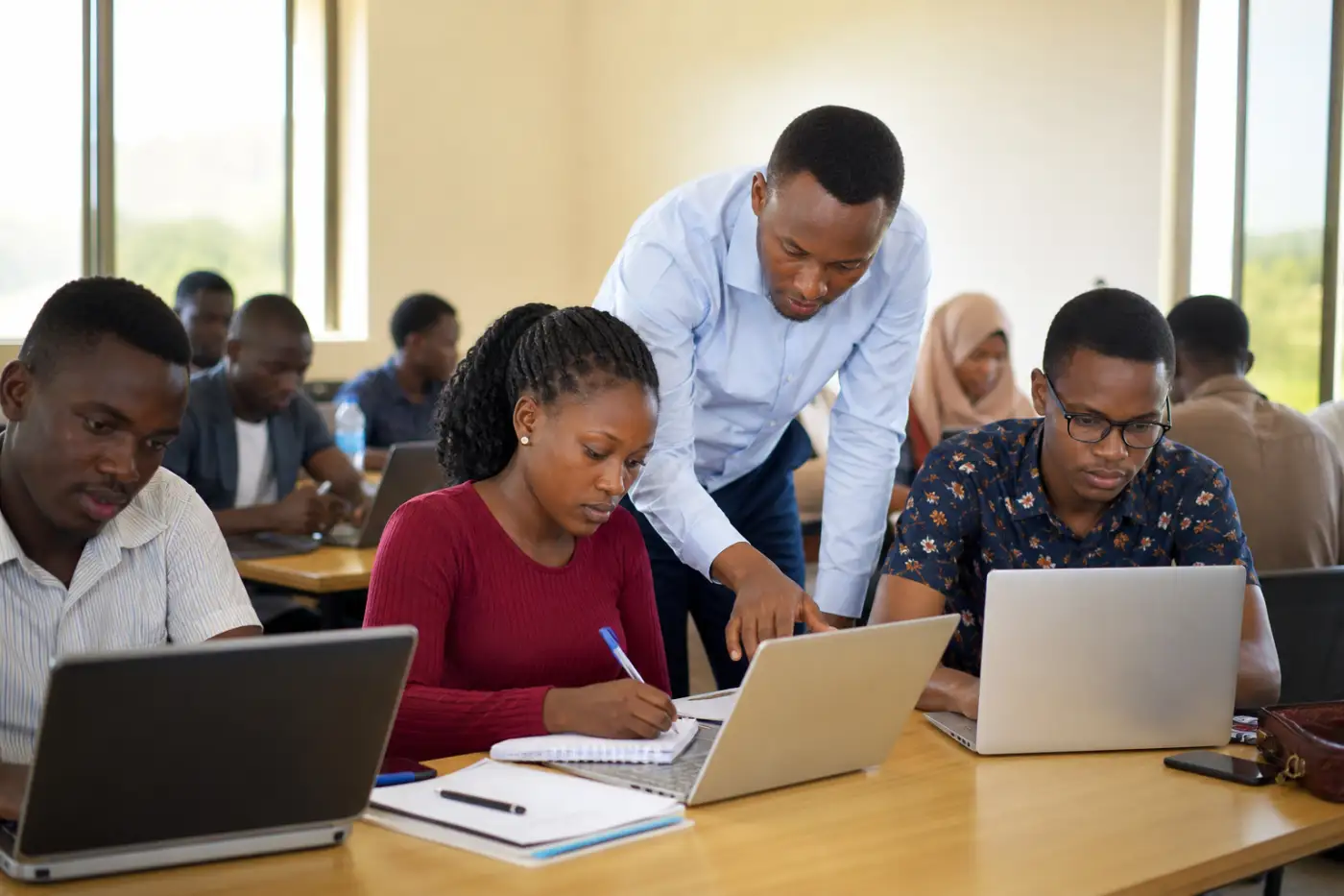 Young people collaborating in an enterprise workshop